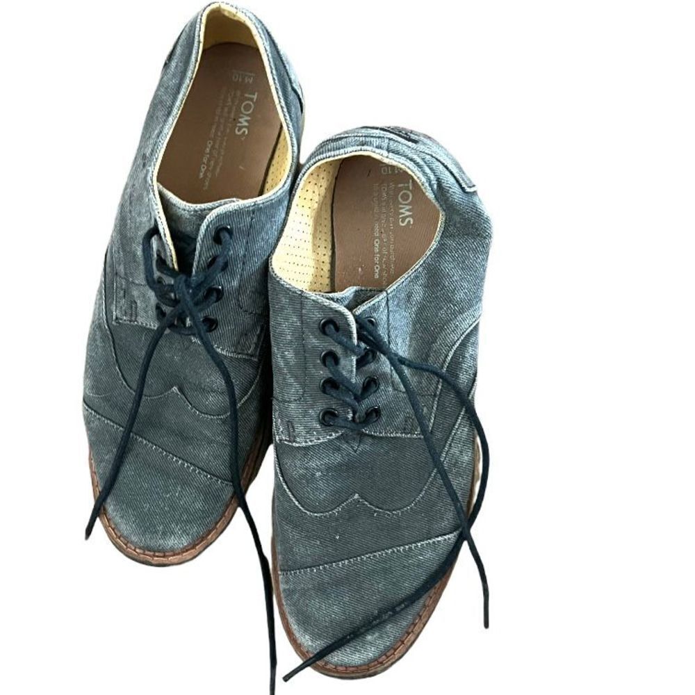 Toms mens Oxford lace up tennis shoes chambray grey